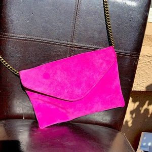Pink suede J.Crew envelope handbag